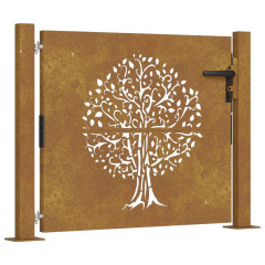 OMAXI Zahradní branka 105 x 105 cm cortenová ocel Strom 217404