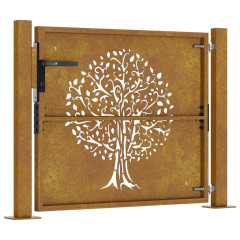 OMAXI Zahradní branka 105 x 105 cm cortenová ocel Strom 217404