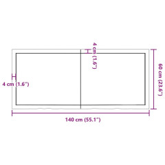 OMAXI Koupelnová deska tmavě hnědá 140x60x(2-6) cm ošetřený masiv 834234