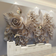 Solution Media 3D tapeta - Estetický trojrozměrný květinový reliéf MU1807