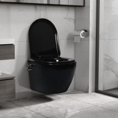 OMAXI Závěsné WC bez oplachového kruhu funkce bidetu keramické černé 856087