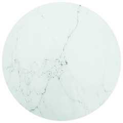 OMAXI Stolní deska bílá Ø 60 x 0,8 cm tvrzené sklo mramorový design 055809