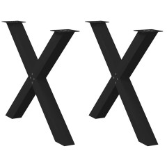 OMAXI Nohy k jídelnímu stolu ve tvaru X, 2 ks, černé, 90 x (72-73) cm, ocel 316448