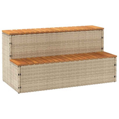 OMAXI Obruby k vířivce béžová 100x50x50,5 cm polyratan a akáciové 645531
