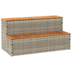 OMAXI Obruby k vířivce světle šedý 100x50x50,5cm polyratan a akáciové 645548