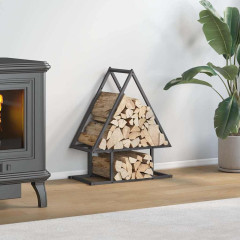 OMAXI Stojan na palivové dřevo černý Ocel válcovaná za studena 788481